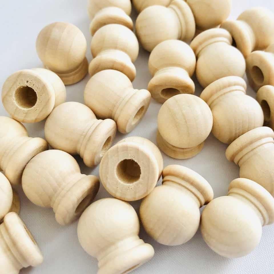 Decorative Wood Finial Components Unfinished Natural Wooden Set Ten Pieces Customizable Craft Supplies Ready For Paint Stain Finish Perfect DIY Furniture Hardware Curtain Rod Toppers Cabinet Knob Replacements Drawer Pull Projects Smooth Pre