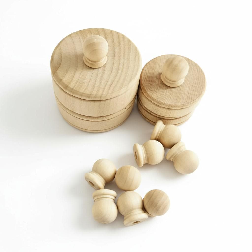 Unfinished Wood Finial Set – 10 Pieces for Diy Craft Projects