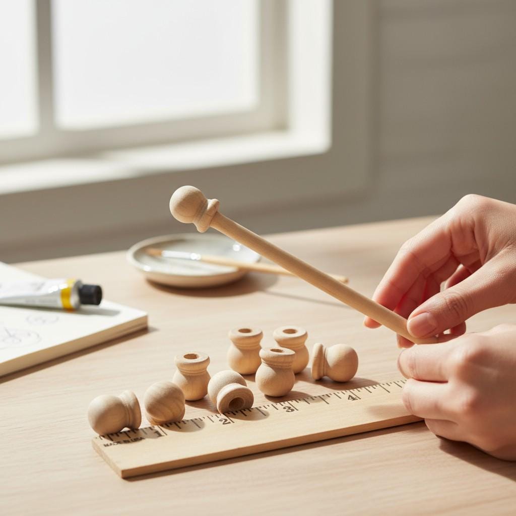Unfinished Wood Finial Set – 10 Pieces for Diy Craft Projects