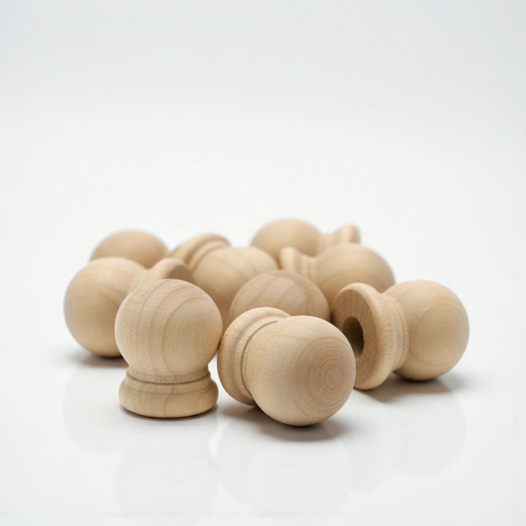 Unfinished Wood Finial Set – 10 Pieces for Diy Craft Projects