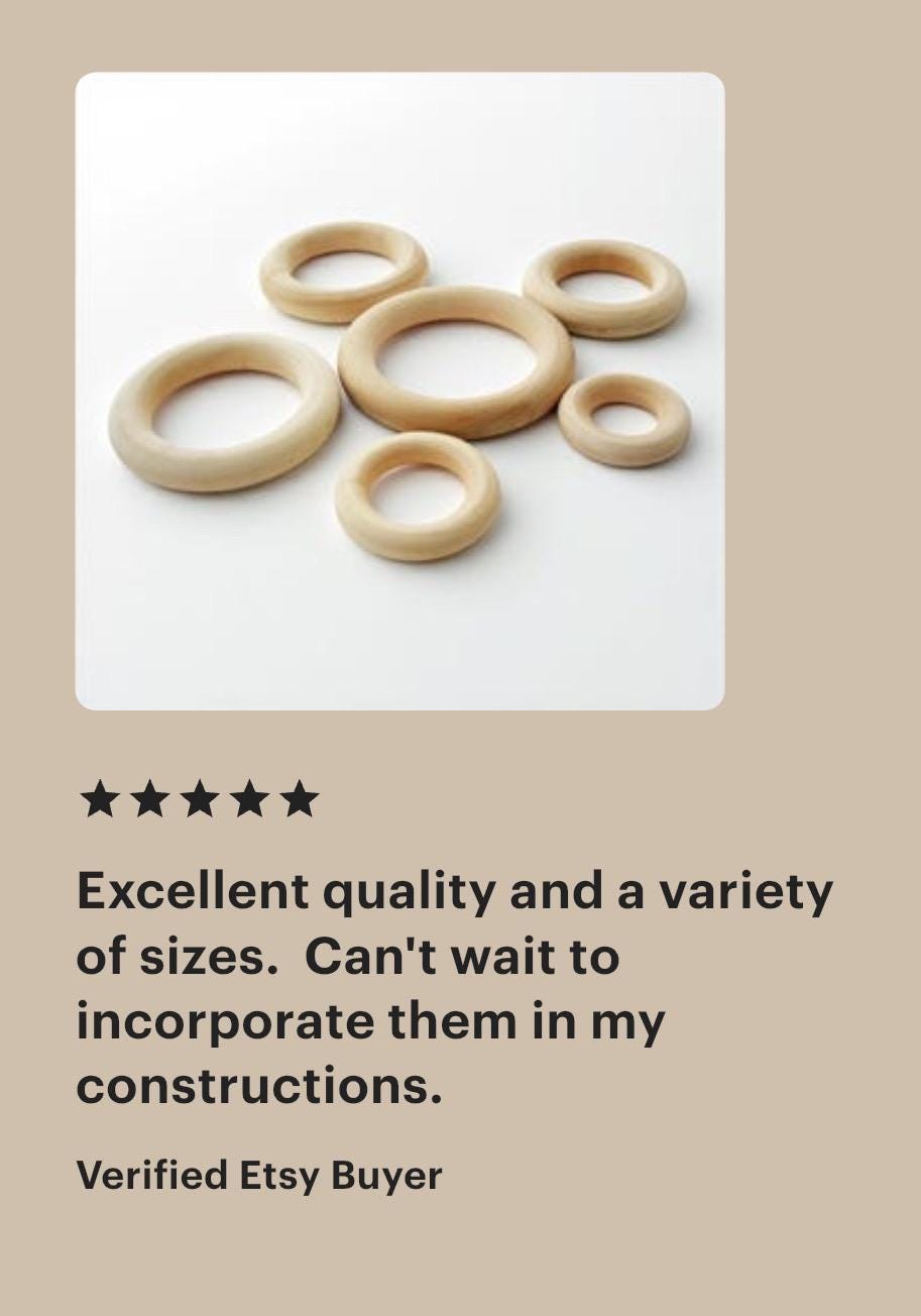 Wooden Craft Ring – Natural Maple for Diy Macrame and Teething Toys