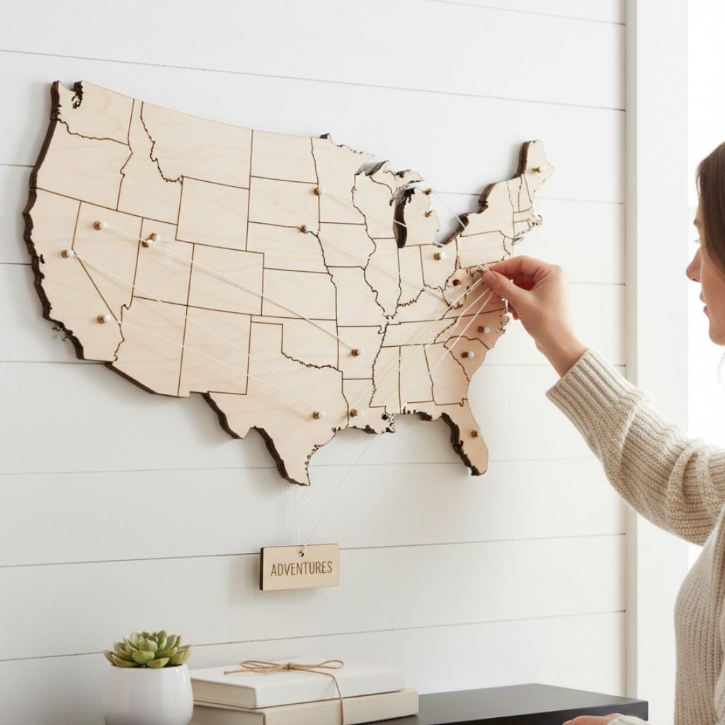 Wooden Usa Map Wall Art – Rustic Farmhouse Patriotic Display