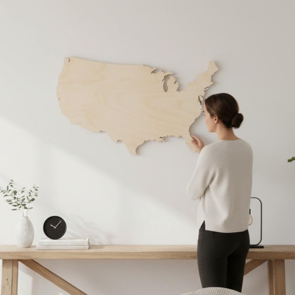 Wooden Usa Map Wall Art – Rustic Farmhouse Patriotic Display