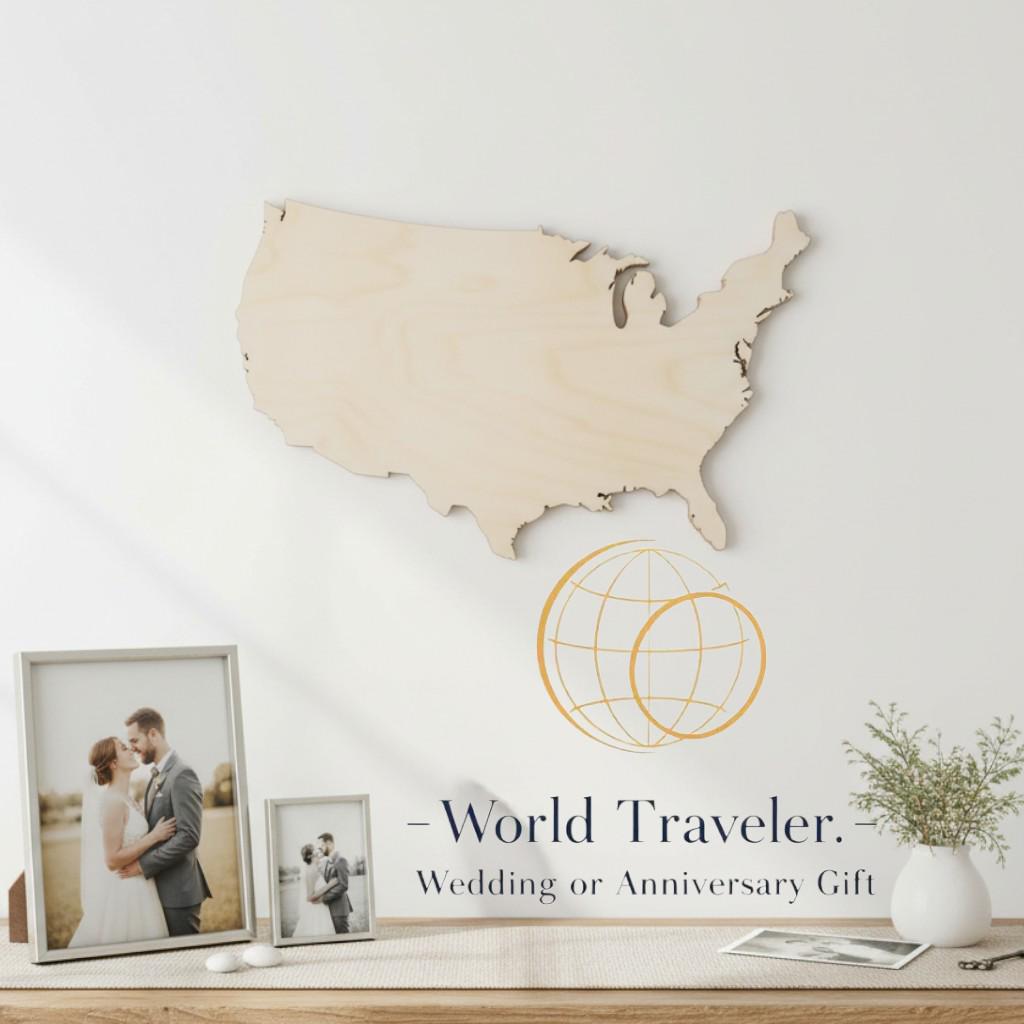 Patriotic Wooden Usa Map Wall Art American Pride Display Rustic Farmhouse Home Accent Natural Wood Grain Half Circle Base Geography Map Cutout Design Living Room Office Statement Piece Travel Enthusiast Gift Housewarming Present Unfinished