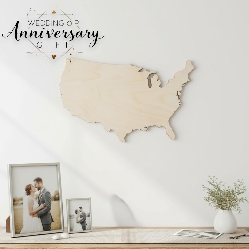 Wooden Usa Map Wall Art – Rustic Farmhouse Patriotic Display