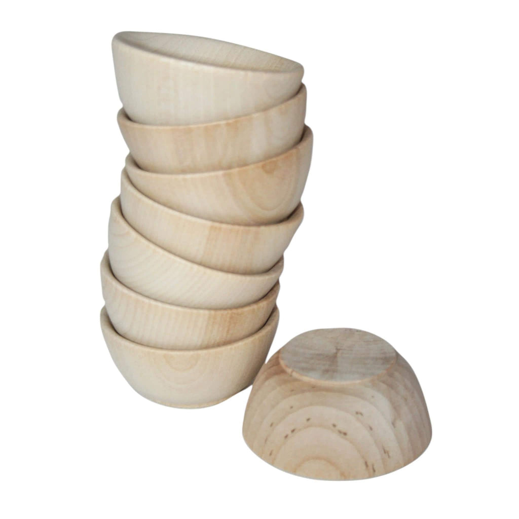 Natural Wood Bowl Montessori Sensory Play Material Educational Tool Handcrafted Wooden Dish Small Kitchen Storage Rustic Farmhouse Organization Mini Jewelry Holder Light Grain Finish Smooth Sanded Surface Safe Handling Spice Bowl Serving