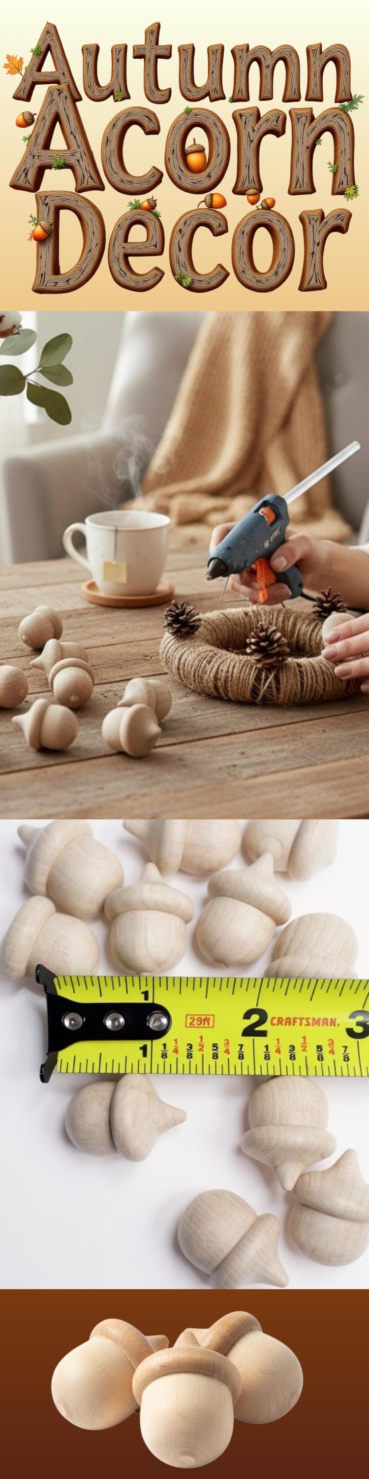 Unfinished Wood Acorn – 100pack Fall Craft Supply Set