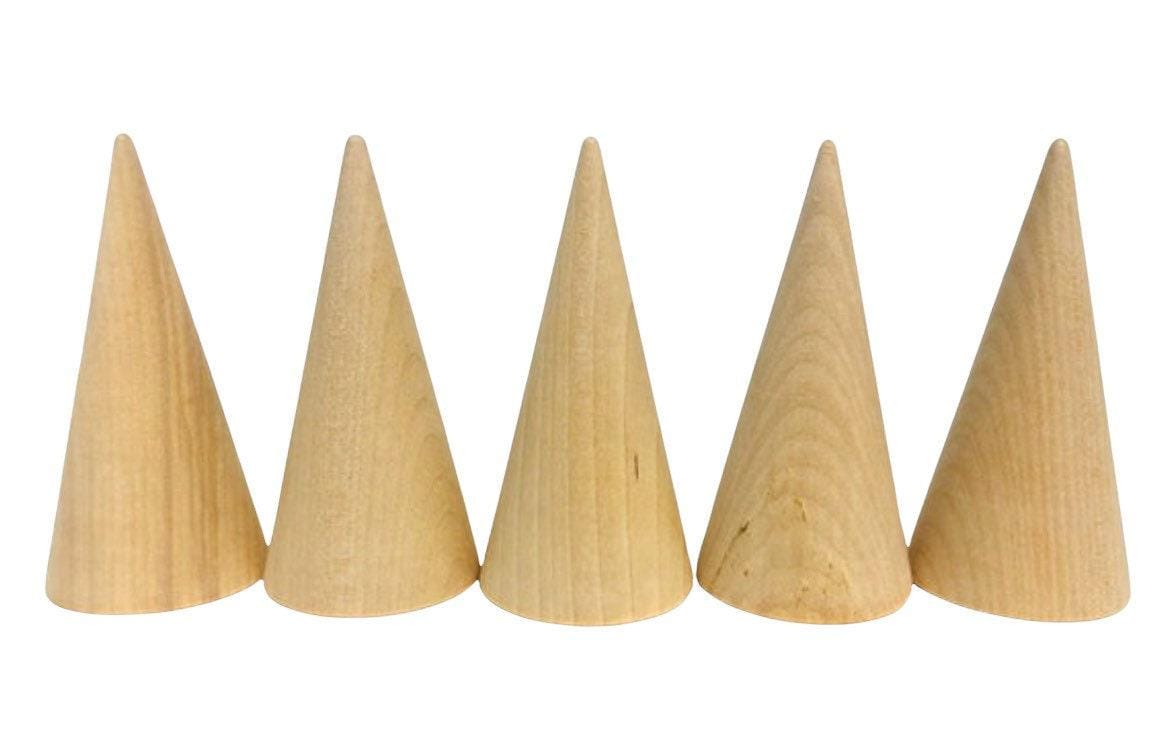 Minimalist Ring Display Cone Natural Maple Wood Holder Solid Construction Unfinished Surface Jewelry Organization Stand Bedroom Storage Solution Smooth Finish Ready Customize DIY Craft Project Premium Quality Handmade Wooden Display Retail