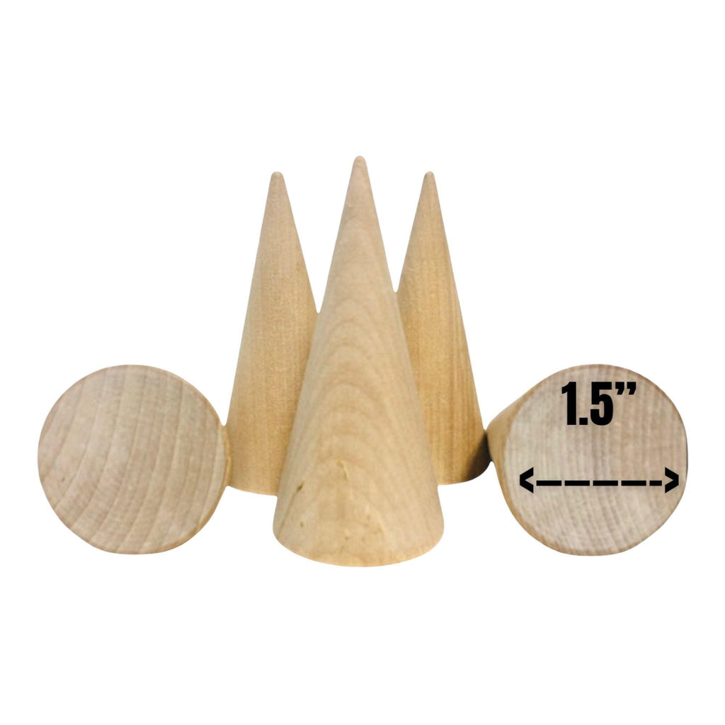 Waldorf Wooden Cone Craft Supply Natural Maple Ring Holder Educational Toy Material DIY Project Essential Unfinished Wood Surface Jewelry Display Stand Ring Organization System Smooth Finish Ready Paint Minimalist Storage Solution Handmade