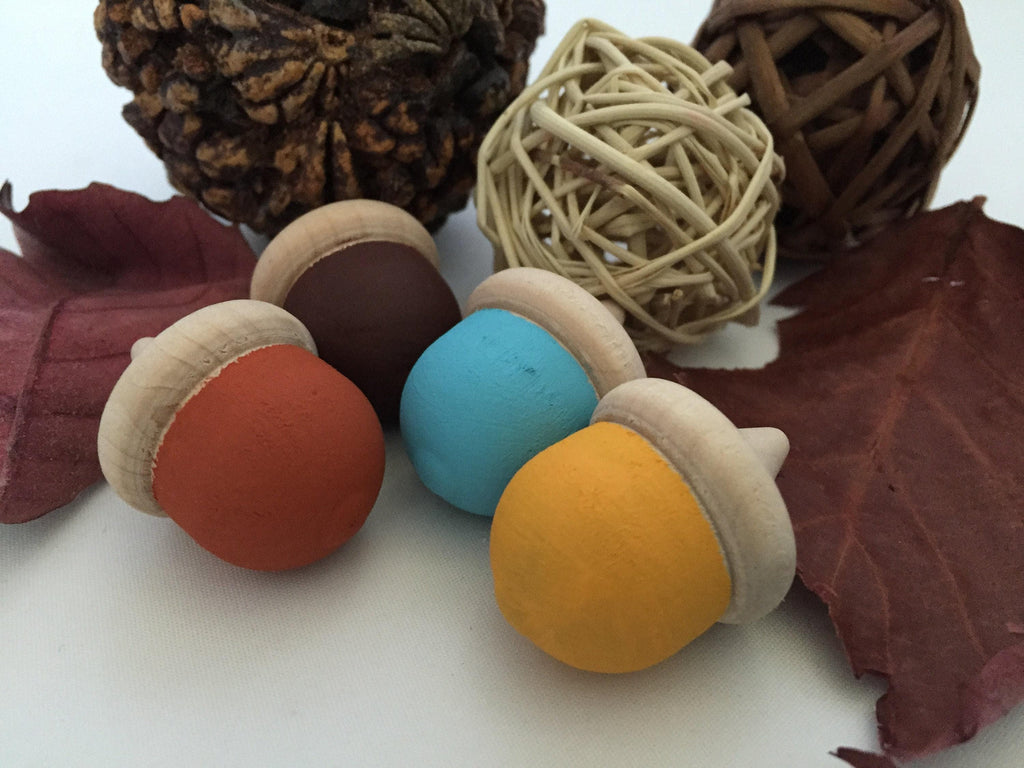 Educational Wooden Toy Set Natural Acorn Pieces Montessori Learning Materials Waldorf Counting Sorting Activities 100 Pack Unfinished Maple Hardwood Craft Supply Fall Autumn Decoration Elements Ready For Painting DIY Projects Sensory Bin