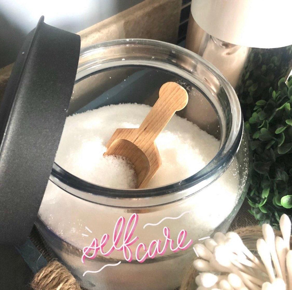 Four Inch Wooden Scoop DIY Craft Supply Rustic Wedding Favor Baby Shower Gift Natural Unfinished Wood Customizable Personalized Paint Stain Engraving Kitchen Utensil Bath Salt Holder Candy Buffet Display Spice Container Farmhouse Style