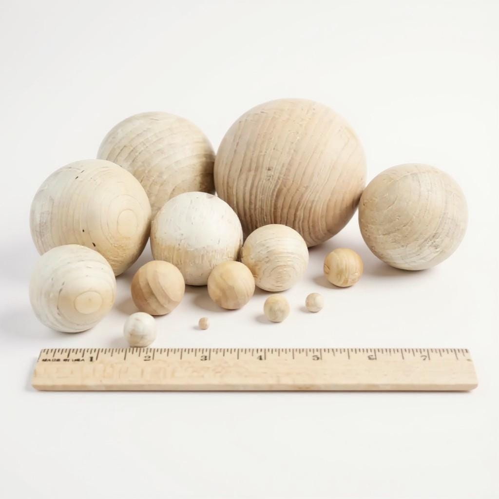 Birch Wood Craft Ball Unfinished Natural Sphere Educational Material Montessori Learning Activity Sorting Game Tool Math Manipulative Sensory Play Bead DIY Painting Project Creative Craft Supply Fine Motor Development Round Wooden Ball