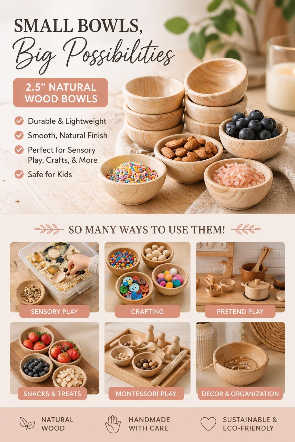 Small Wooden Bowl – Handcrafted Natural Jewelry Dish