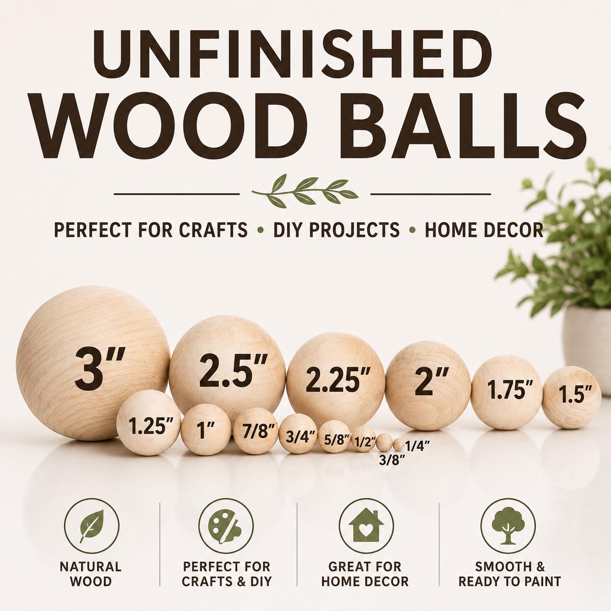 Wooden Craft Ball – Unfinished Natural Sphere for Sorting Games