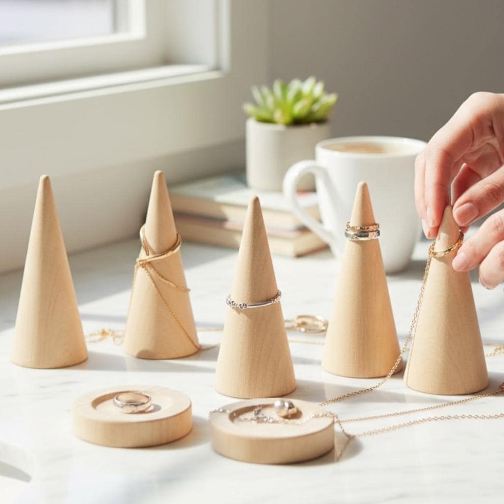Wooden Ring Cone – Unfinished Maple Waldorf Craft Jewelry Holder