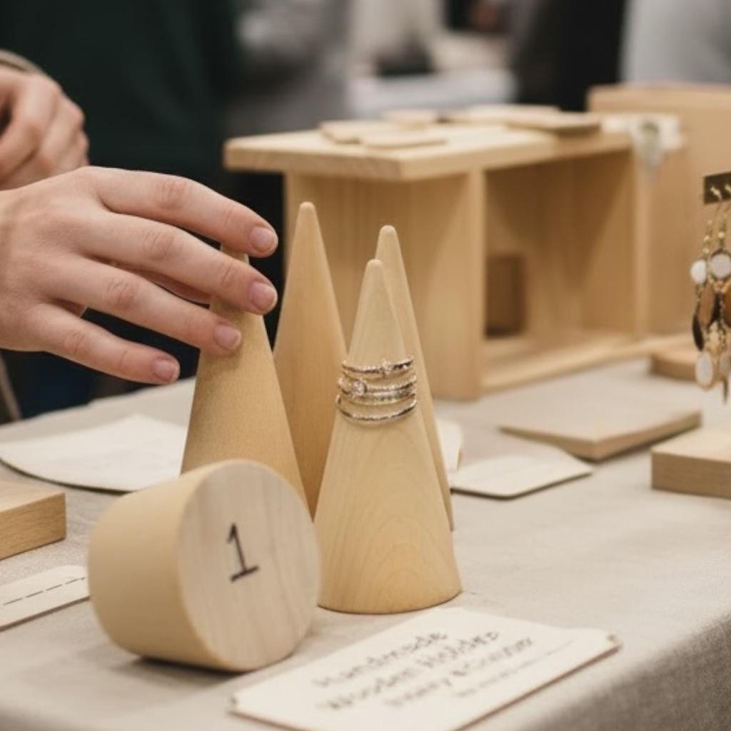 Wooden Ring Cone – Unfinished Maple Waldorf Craft Jewelry Holder