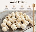 Unfinished Wood Finial Set Ten Pieces Natural Wooden Furniture Hardware Components Ready To Paint Stain Customize Perfect Curtain Rod Caps Cabinet Knobs Drawer Pulls Bedpost Toppers DIY Home Craft Projects Smooth Sanded Surface Pre Drilled