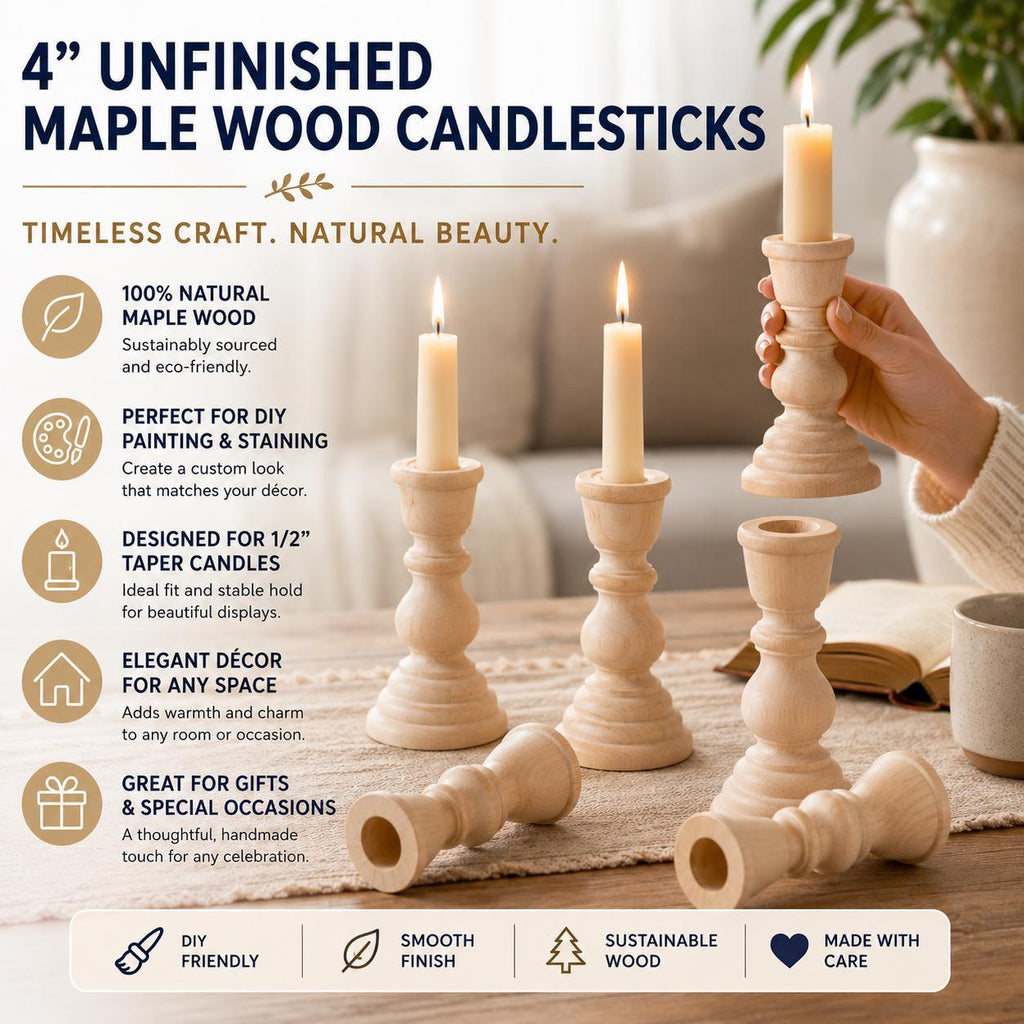 Wooden Candle Holder – Rustic Wedding Centerpiece Farmhouse Taper
