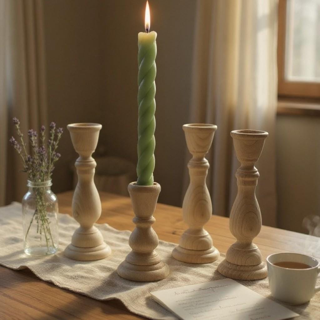 Wooden Candle Holder – Rustic Wedding Centerpiece Farmhouse Taper