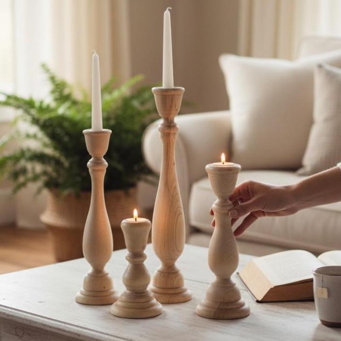 Wooden Candle Holder – Rustic Wedding Centerpiece Farmhouse Taper