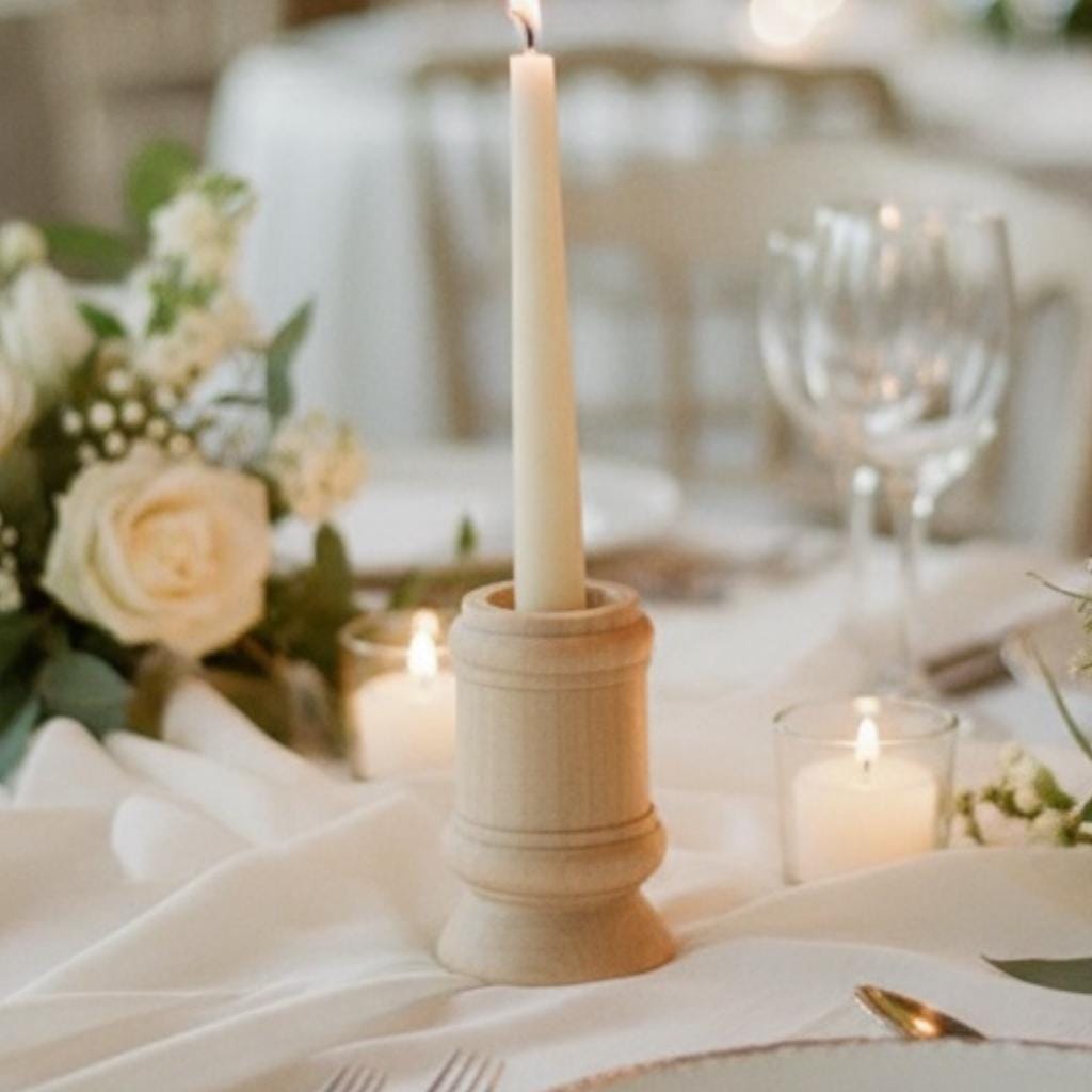 Wooden Candle Holder – Rustic Wedding Centerpiece Farmhouse Taper