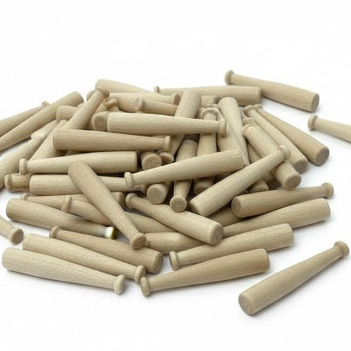 Miniature Baseball Bat Wooden Party Favor Set Unfinished Maple Wood Craft Supply Bulk 25 Pieces Baseball Birthday Party Decoration Cupcake Topper Collection Team Celebration Souvenir DIY Customizable Natural Wood Blank Small Bat Replica