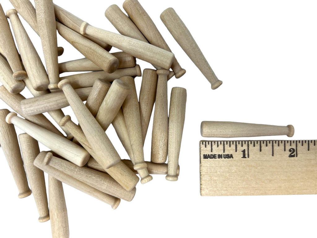 Unfinished Maple Wood Baseball Bat Mini Craft Supply Wooden Blank DIY Project Material Natural Wood Baseball Bat Miniature 2 Inch Length Customizable Paint Stain Engrave Bulk Craft Supply Set 25 Pieces Small Wooden Bat Collection Party