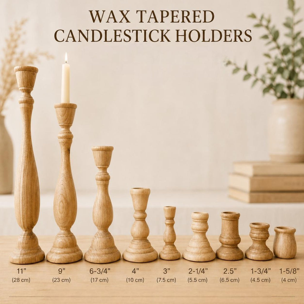 Wooden Candle Holder Set Rustic Wedding Centerpiece Farmhouse Table Display Natural Wood Taper Candle Stands Unfinished Wood Candlestick Holders Vintage Home Mantel Accent Pieces Dining Room Table Centerpiece Ideas Graduated Height Candle
