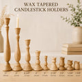 Wooden Candle Holder Set Rustic Wedding Centerpiece Farmhouse Table Display Natural Wood Taper Candle Stands Unfinished Wood Candlestick Holders Vintage Home Mantel Accent Pieces Dining Room Table Centerpiece Ideas Graduated Height Candle