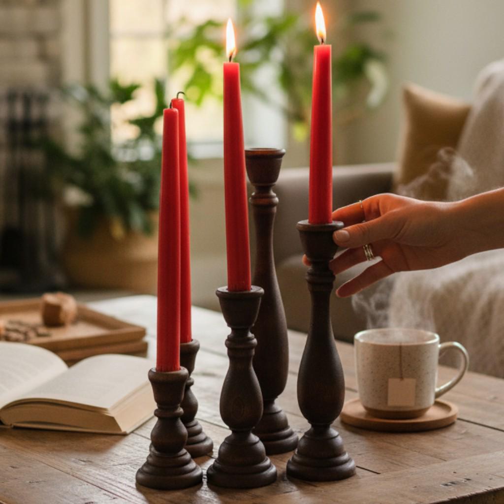 Wooden Candle Holder – Rustic Wedding Centerpiece Farmhouse Taper