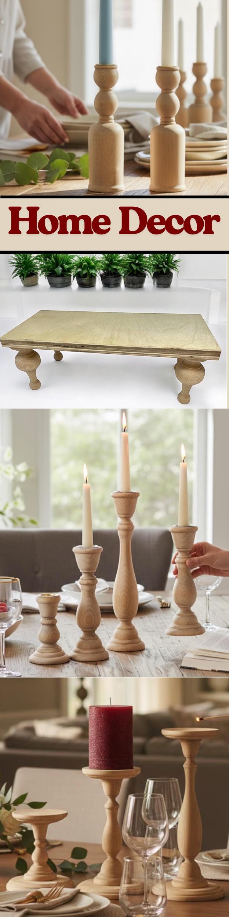 Wooden Candle Holder – Rustic Wedding Centerpiece Farmhouse Taper